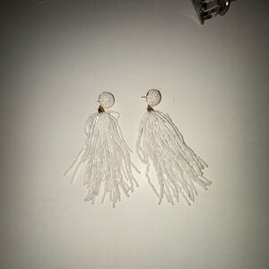 Elegant White Tassel Earrings